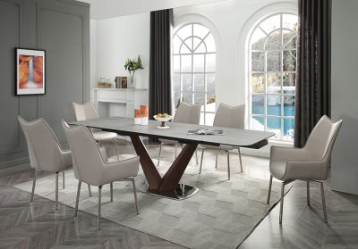 Kitchen Tables and Chairs Sets 9188 Table with 1218 Dining Chairs Grey Taupe